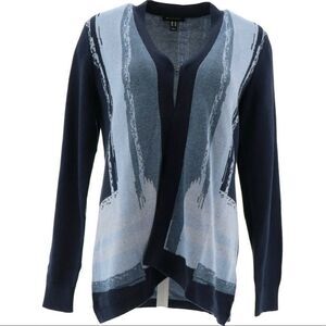 H by Halston Long Sleeve Jacquard Sweater Cardigan